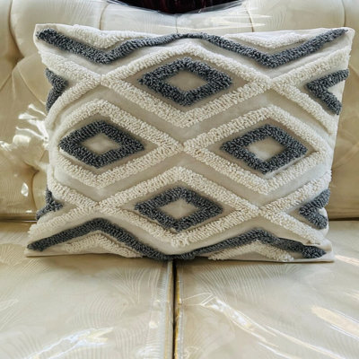 Geometric Faux Leather Reversible Pillow Cover