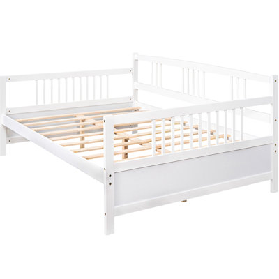 White Full Size Daybed With Support Legs, Resilient Build, For Bedroom & Living Room, Extra Storage Included White, Robust And , Option