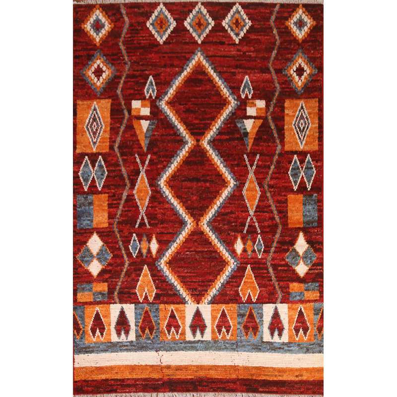 Tapis oriental géométrique marocain fait à la main 6 x 9