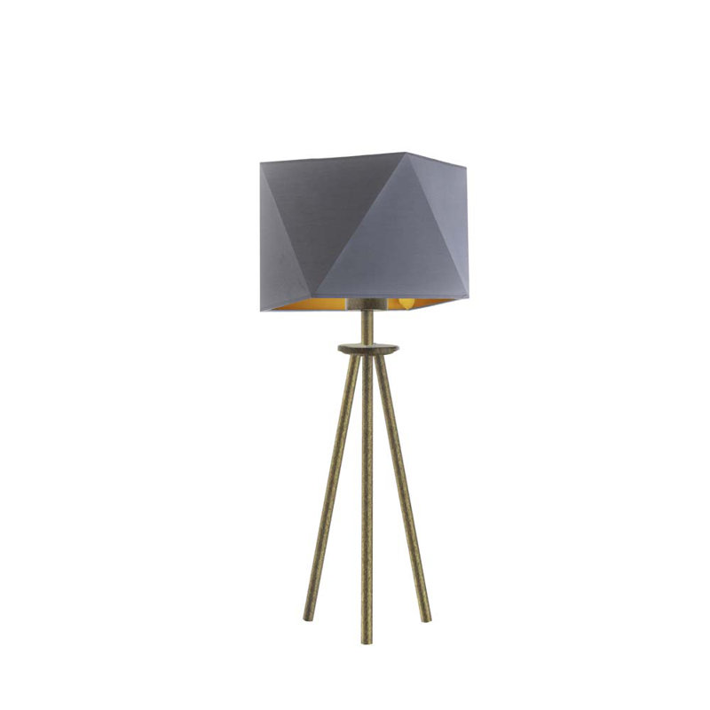Emmly Metal Tripod Lamp, Old Gold, Grey