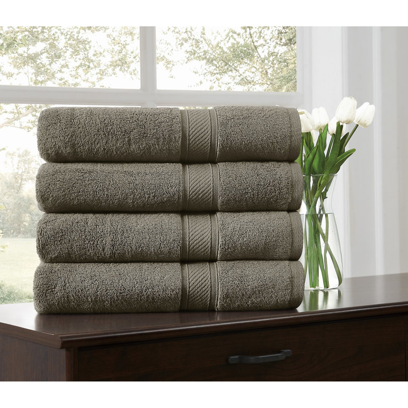  Regal Plush Towel Sets, Bath Towel - 4 Pack, Dark Gray