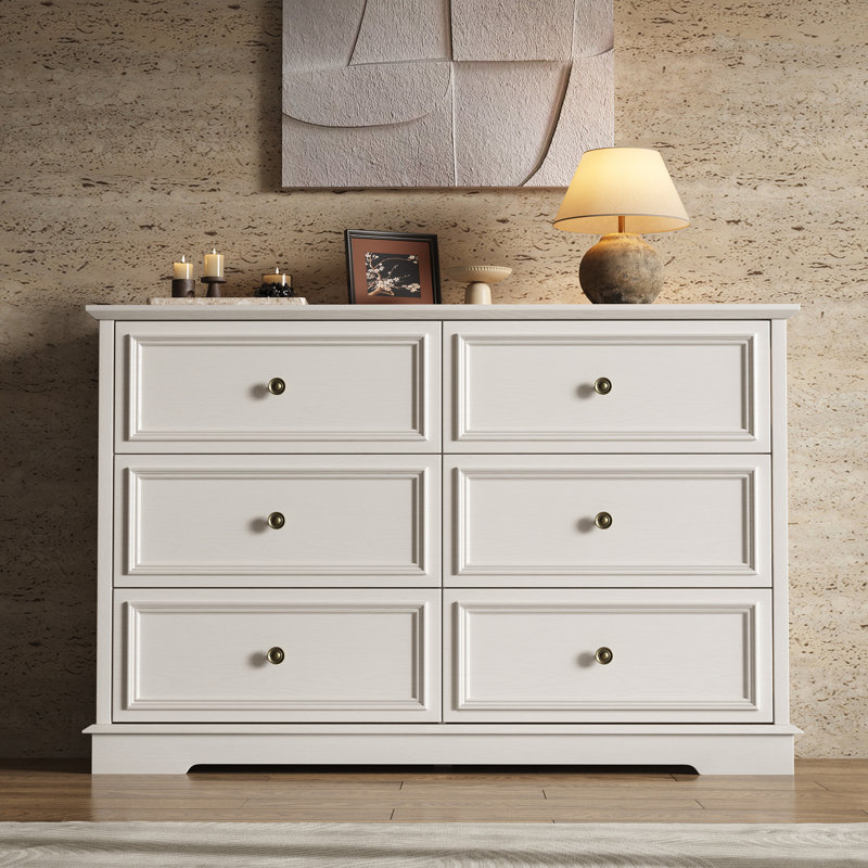 Commode double 6 tiroirs l 47 po, Blanc