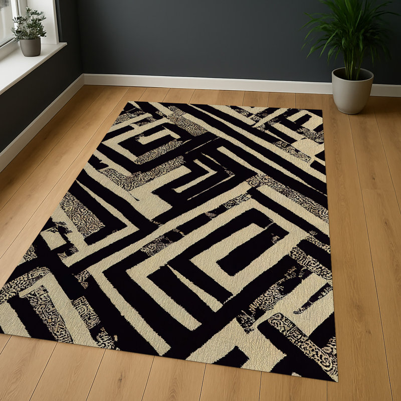 Geometric Area Rug, Runner 70 x 140 cm