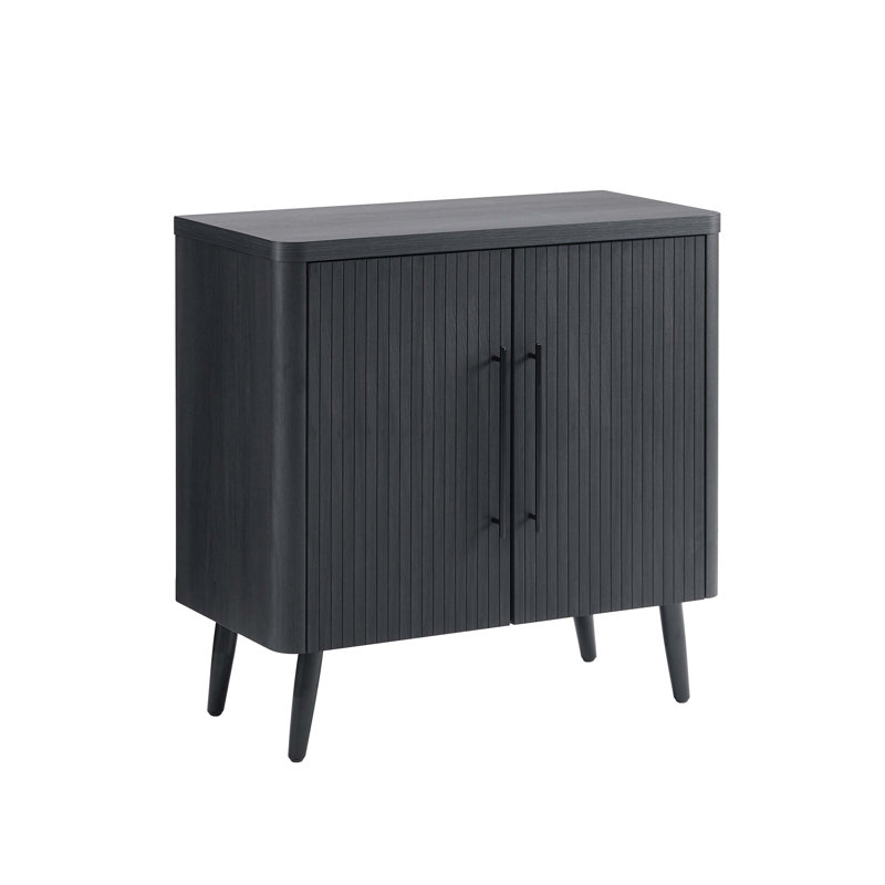 31 Fluted Accent Cabinet | Charcoal Gray Storage Console | Gift Idea, Charcoal Gray