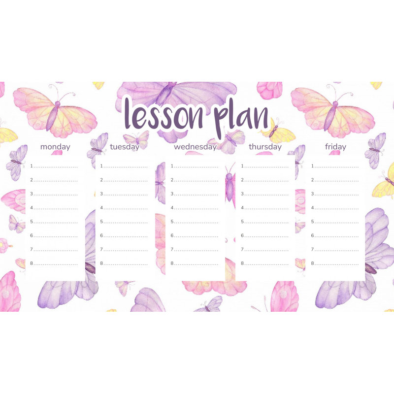 Magnetic Lesson Plan Purple Watercolor Butterflies