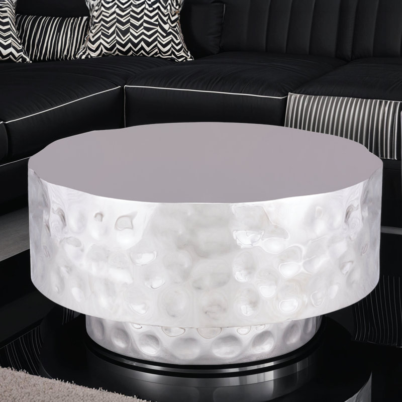 Bedingfield Hand-Hammered Coffee Table Silver, Silver