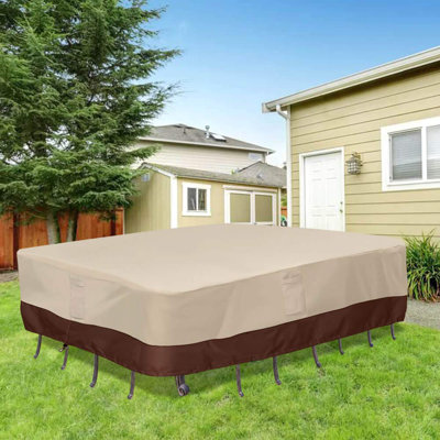 Waterproof Patio Furniture Set Cover With Padded Handles, Patio/Outdoor Table Cover, Patio/Outdoor Dining Rectangular Table Chairs Cover Medium by Arlmont & Co.