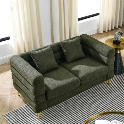 Très grand canapé modulaire surdimensionné de 60 pouces - Élégant et confortable avec 2 coussins, une touche moderne et épurée, des matériaux en tissu, une forme pour la maison