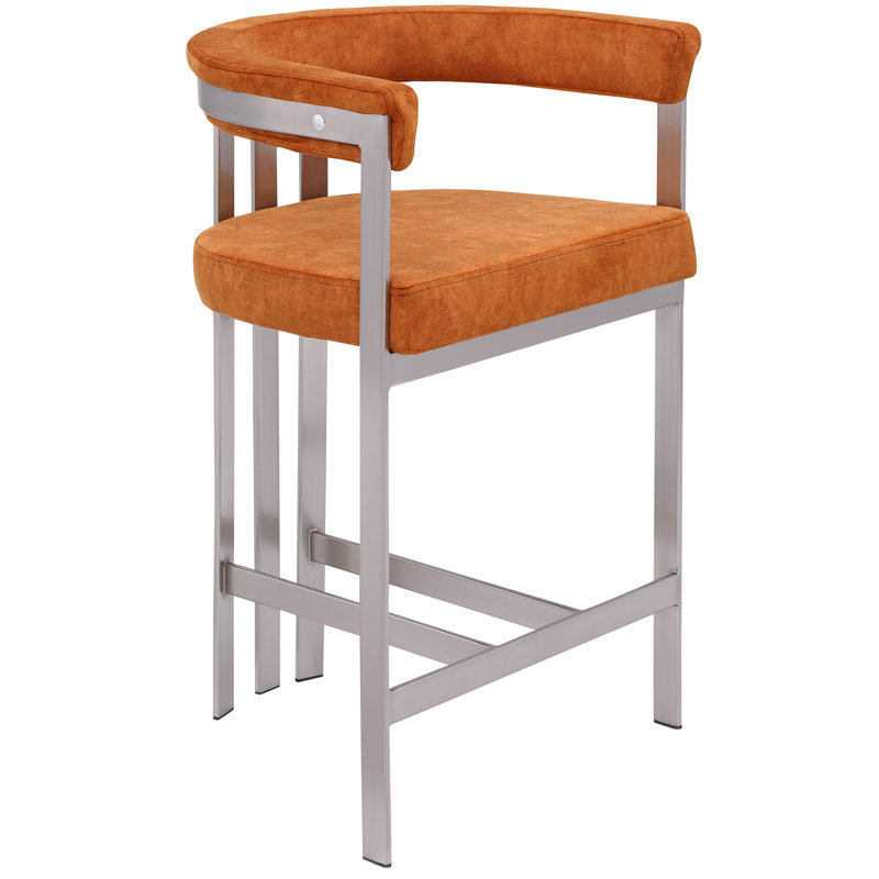 Marcello 26'' Short Counter Stool, Soft Cognac Velvet