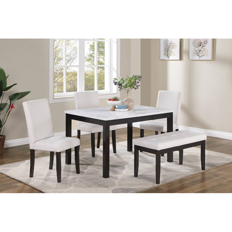 Leclerc 5 Piece Dining Set, White, Black