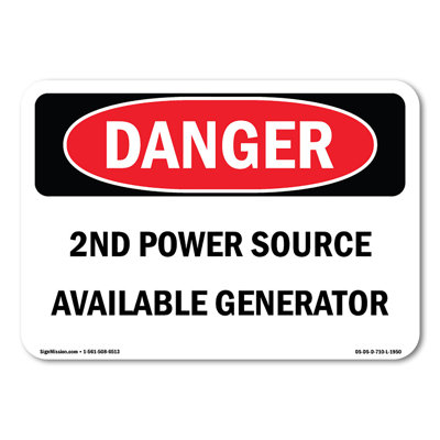 2nd Power Source Available Generator Decal 5" X 3.5"