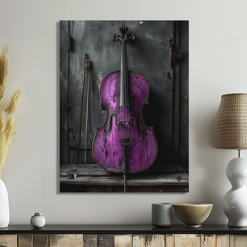 Mauve, noir, violoncelle, instrument de musique, Métal métal, 32" H x 16" W