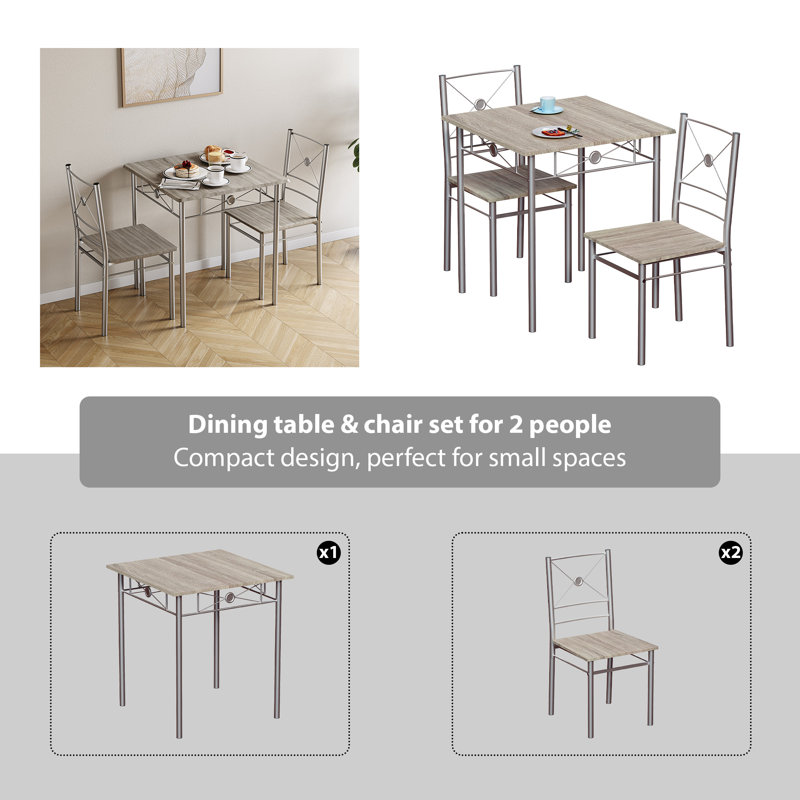 Nyvaeh 2 - Person Dining Set, Oak, Oak