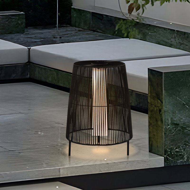 Freida Solar Powered Patio Floor Lamp, Black