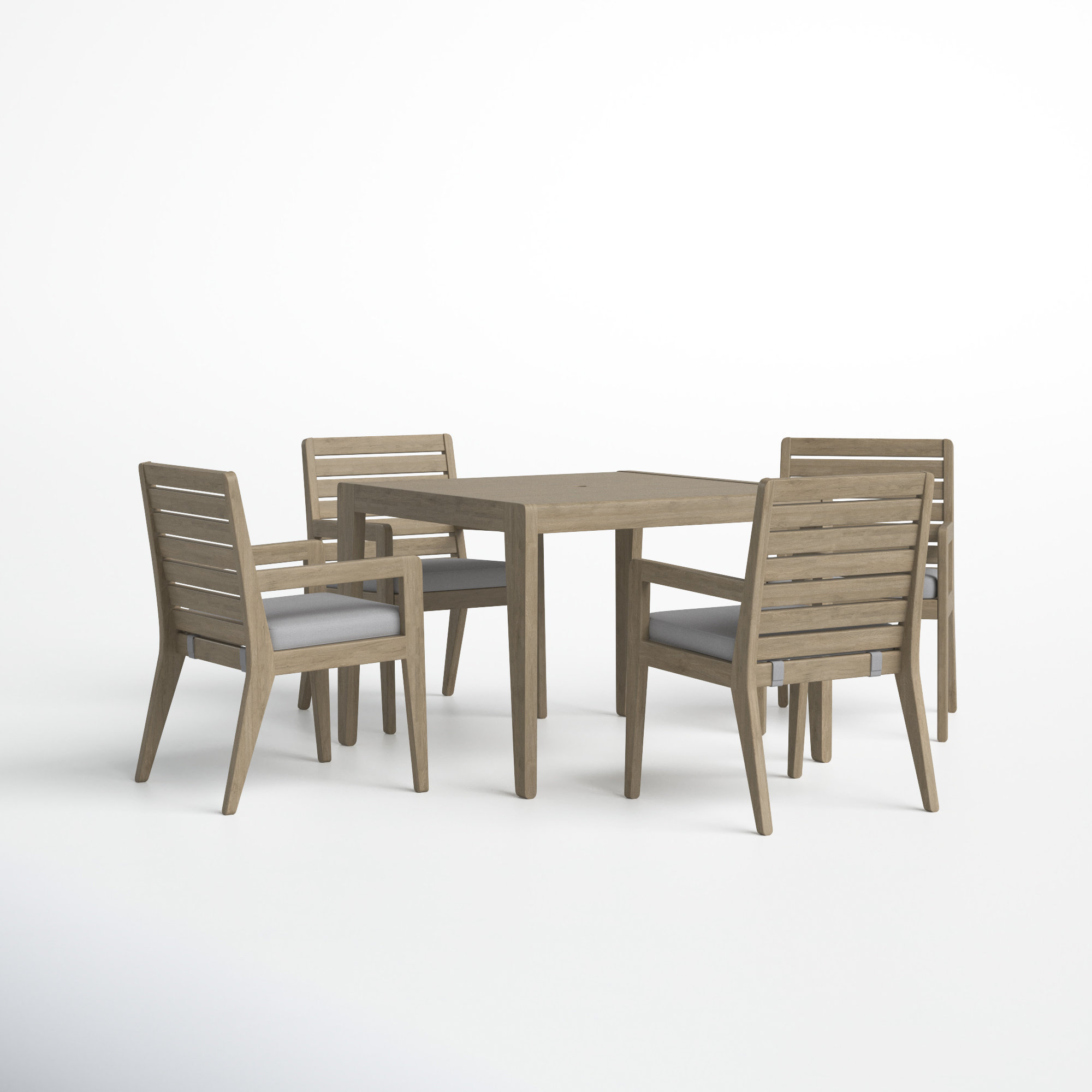 Ojai 5-Piece Outdoor Set, With Square Dining Table And 4 Arm Chairs