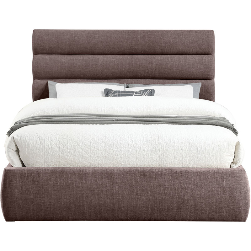Lit en tissu Adam, Grand, Brown Linen Textured Fabric