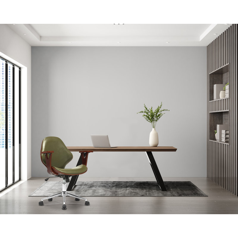 Barri Faux Leather Mid-Century Office Chair, Green