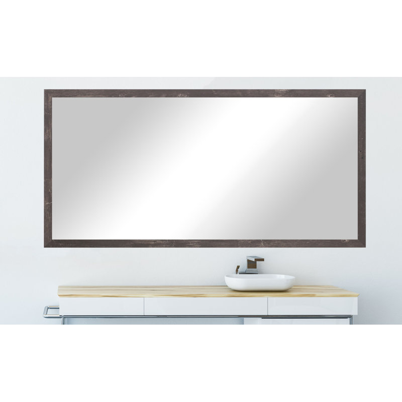 Miroir de salle de bain Hensel, H 35 po x l 70 po, Brun récolte