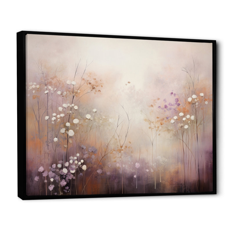 «Beige Ethereal Forest II - Abstract Botanicals», reproduction d'art sur toile, L 40 po x H 30 po, Cadre flottant noir