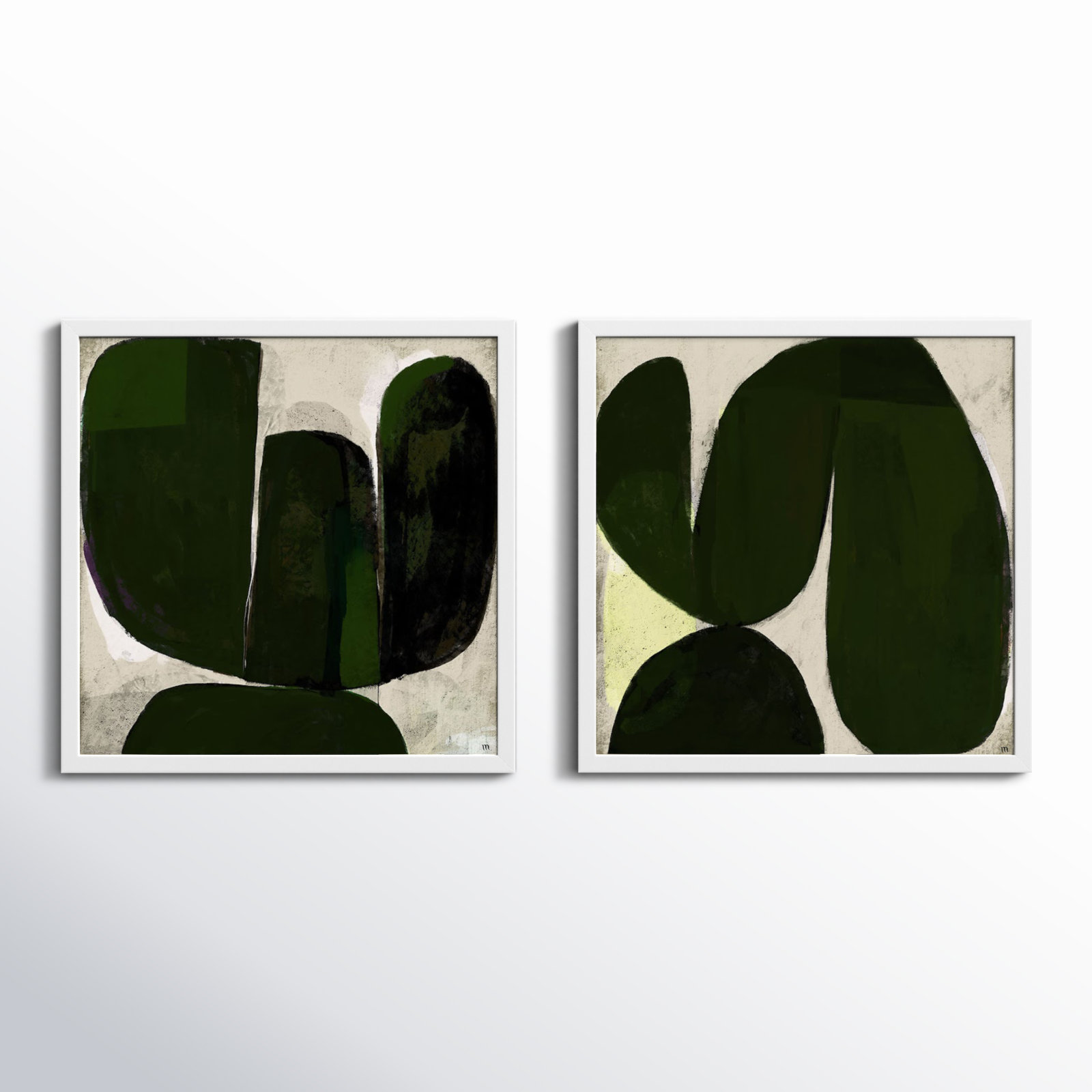 Succulent Set Of 2 by StudioM, White, 24" H x 24" W x 1.25" D
