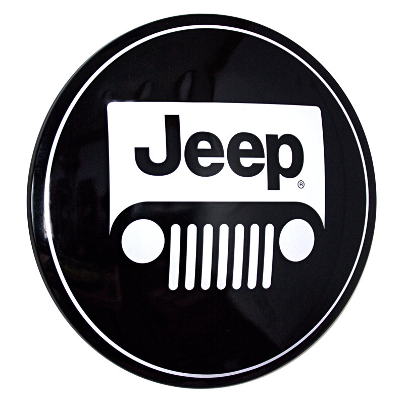 Enseigne ronde en métal avec logo Jeep Mancave - 15,5 po x 15,5 po x 1 po
