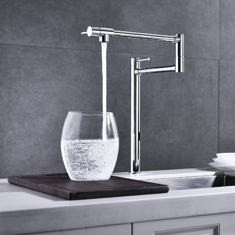 Extension Pot Filler Faucet - Brass, Double Handles For Accurate Water Control, Surface Treatment, Steady & Splash- Stream Fine Flow Corrosion Finish, No-Splash Discharge
