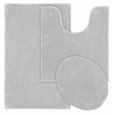 Ensemble de tapis de bain en coton 3 pièces avec envers antidérapant Roanoke