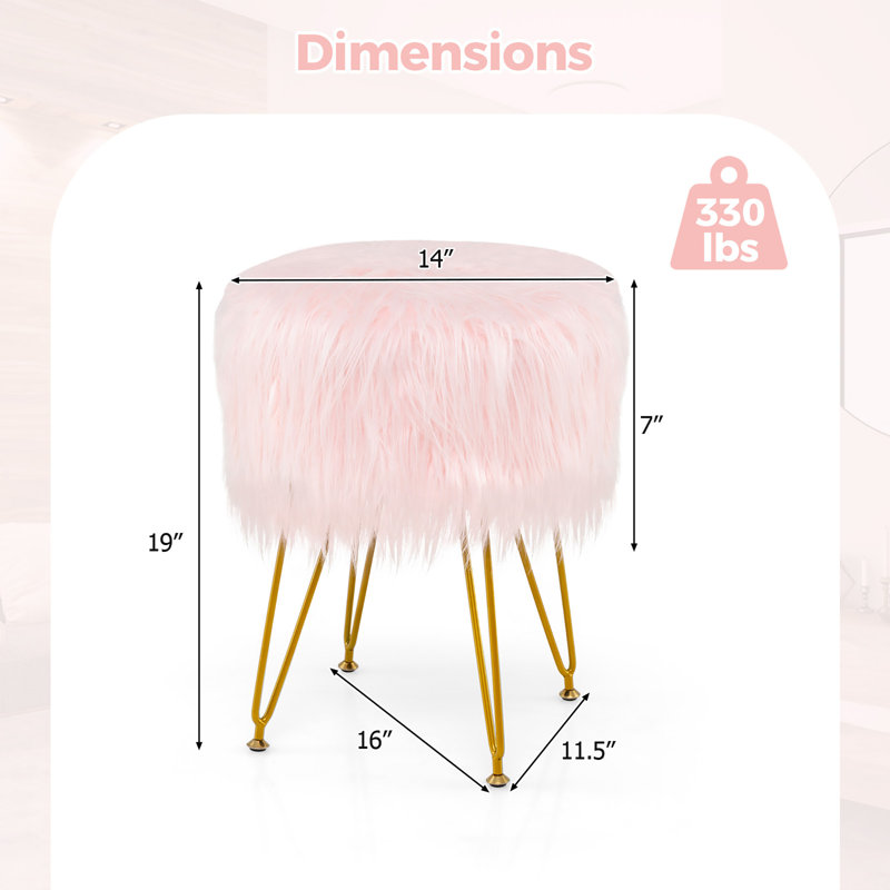 Aloès 14 po de largeur ronde standard, Fausse fourrure rose