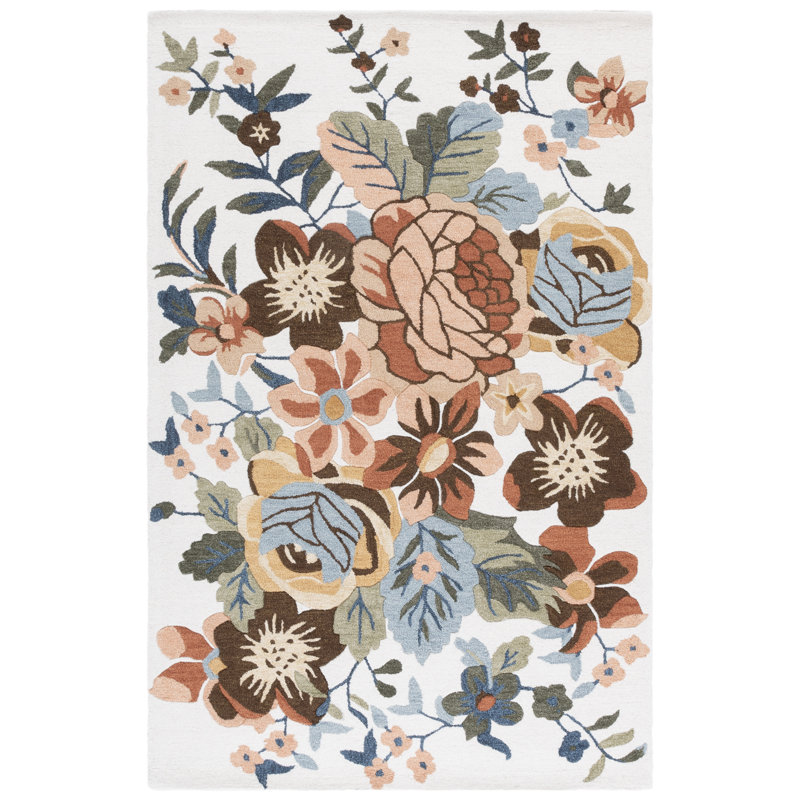Jardin Hand Tufted Wool; Cotton Floral Indoor Rug, Rectangle 3' x 5'