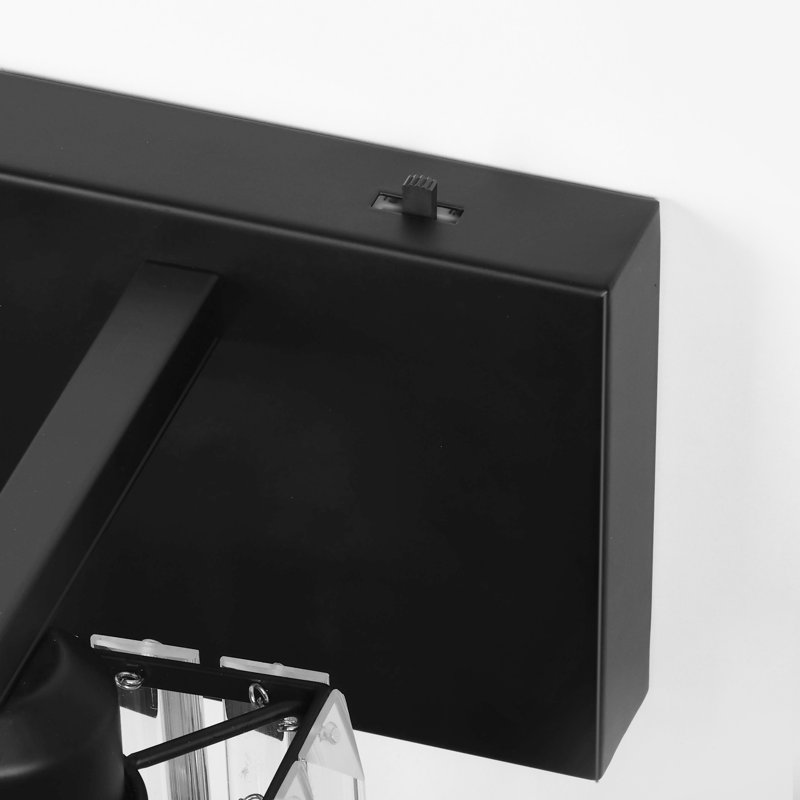 3-Light Dimmable Crystal Vanity Light With LED, Matte Black