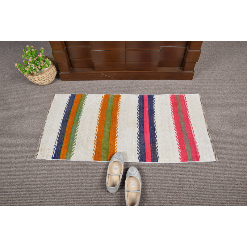 Tapis vintage rétro en chanvre Kilim