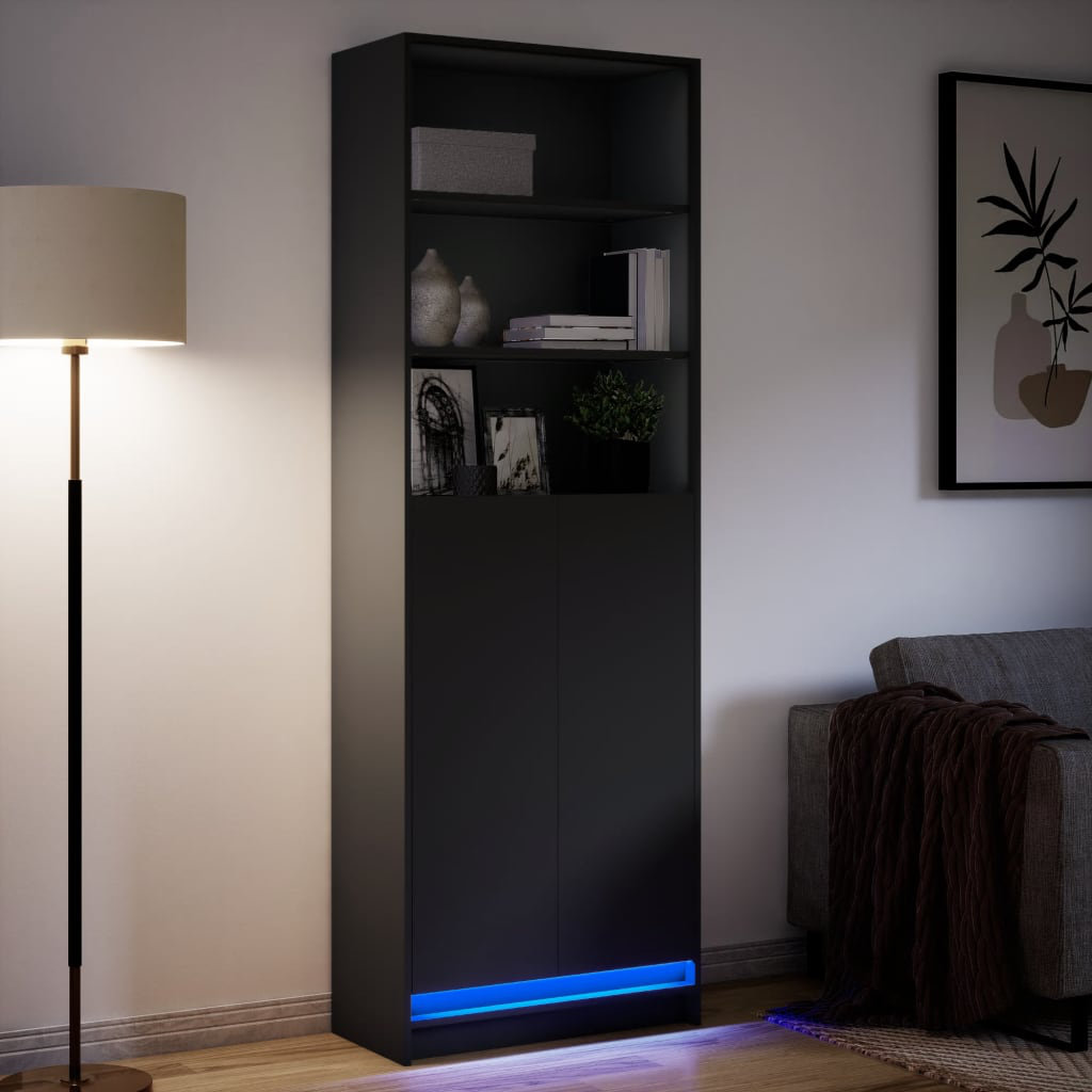 Highboard mit LED-Beleuchtung Sonoma-Eiche 69x32,5x200 cm