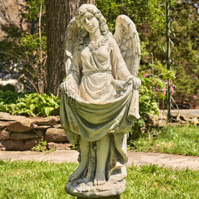 Angel Holding Dress Magnesium Garden Statue