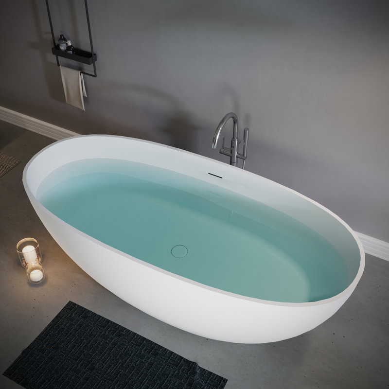 65" Freestanding Soaking Bathtub In Matte White - To Cracking, Spacious Interior Thermal Insulation, Long Lasting Finish