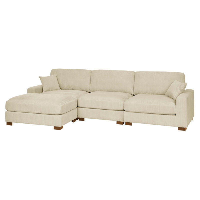 4-Pieces Modular Sofa With Ottoman, Cream