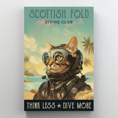 Scottish Fold Diving Club - 1 pièce, reproduction d'art graphique sur toile tendue