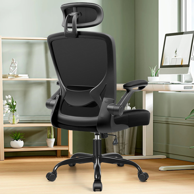Jemy Task Chair with Headrest, Black, Black