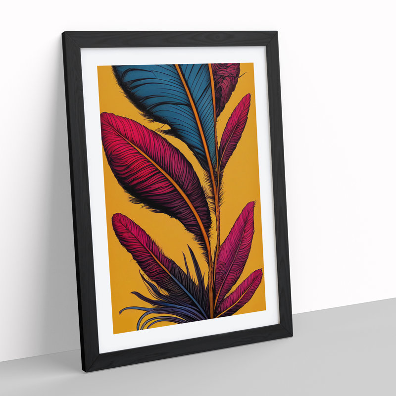 Urban Feather - Single Picture Frame Painting, Black , 34cm H x 25cm W x 2cm D