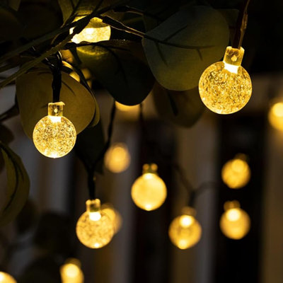 Solar String Lights Outdoor Waterproof, 2 Pack 60 LED 36.5 FT Each, Crystal Globe Lights With 8 Lighting Modes, Solar Powered Patio Lights For Garden Yard Porch Wedding Party Decor (Warm White)