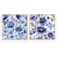 Ensemble de 2 collages carrés floraux en filigrane de style victorien bleu cobalt-101851547-101851545