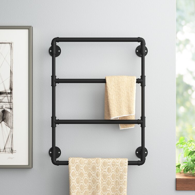 Williston Forge Bayer 24' Wall Mounted Ladder Towel Bar Metal in Black