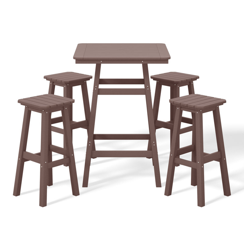 Laguna 5-Piece Square Bar Set, Dark Brown