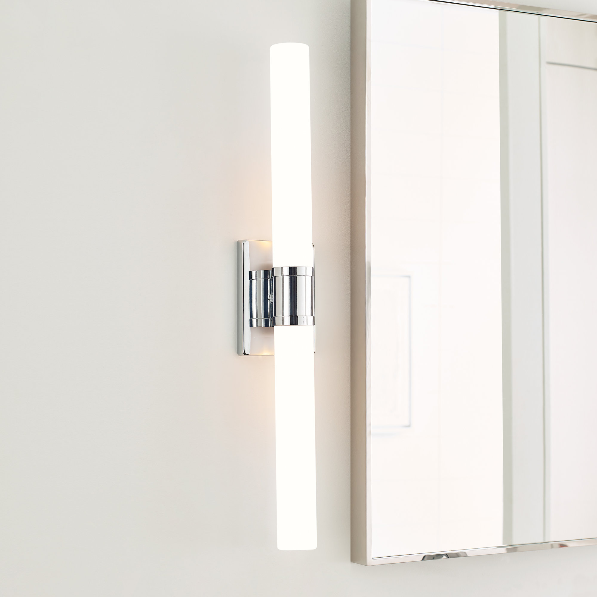 Evelien 2 Light Frosted Dimmable Vanity Light, Chrome, 60 W, 30" H x 5" W x 3.63" D