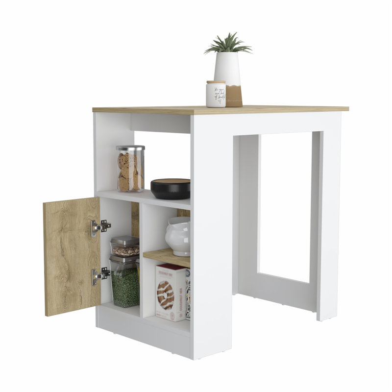 Versatile Kitchen Island with Spacious Top and Smart Storage Options, White/Natural