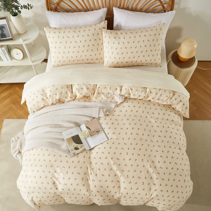  Housse de couette Rink Flower Floral, Housse de couette pour très grand lit + 2 taies d