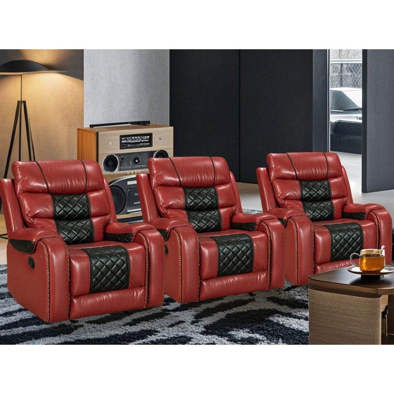Fauteuil inclinable simple en cuir Ambridge Air, Rouge / Noir