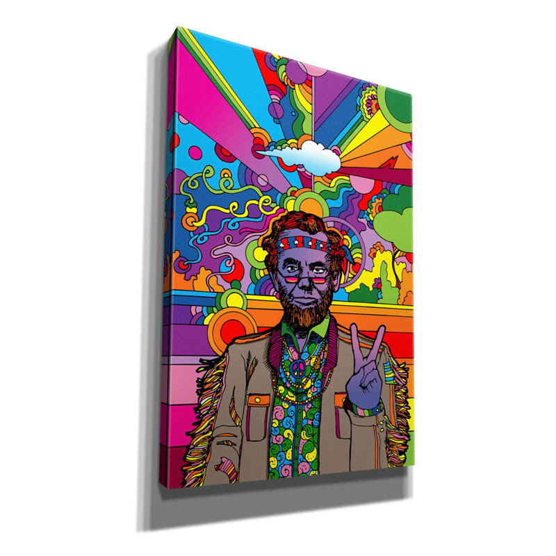 «Psychedelic Abe» par Howie Green, reproduction sur toile tendue, H 18 po x l 12 po x P 0,75 po