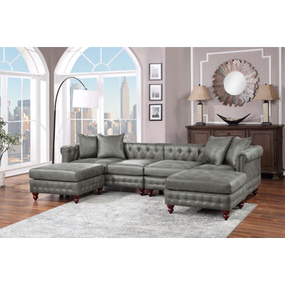 Abheer Faux Leather Sectional Symmetrical