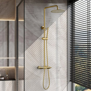 47.24" Solid Brass Thermostatic Exposed Complete Shower System with Rough-in Valve