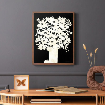 Reproduction encadrée de silhouette florale - bois massif